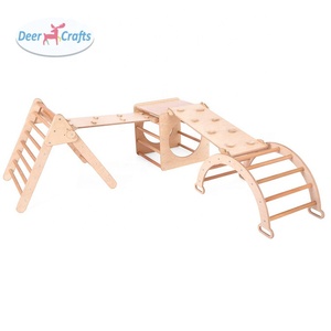 Customize foldable climbing triangle wooden montessori climbing frame for kids DK08329