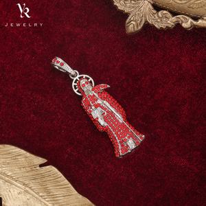 FP1205 gioielli alla moda placcato oro gufo zircone tricolore Santa morte Santa Muerte Statue Charms collane con ciondolo per uomo - Product Image 4