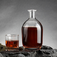 Bouteille en verre épaisse à col court et à bouche plate Vodka liqueur gin rhum tequila whisky brandy spiritueux bouteille en verre