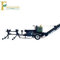 Processeur de bois de chauffage portable 15T Processeur de fendeuse de bûches hydraulique Processeur de bois mobile Machine avec élévateur de bûches à vendre