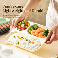 Plateau de service rectangulaire léger en silicone, résistant au micro-ondes et au lave-vaisselle, sain, à compartiments, pour le contrôle des portions, adapté aux enfants et aux adultes, pour l'école
