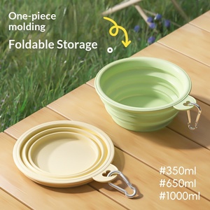 Portable Travel Collapsible Silicone Dog Bowl with Carabiner BPA Free Pet Feeding Bowl for Outdoor <b>Camping</b> OEM Private Label - Product Image 4