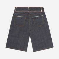 Produsen Pakaian Pria 100% Katun 14.5 Oz Selvedge Id Pocket Button Fly Raw Selvedge Denim Shorts Olive Selvedge Baggy Jort