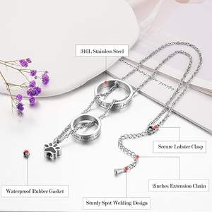 Collar con Urna para Cenizas <span class=keywords><strong>de</strong></span> Mascotas, <span class=keywords><strong>de</strong></span> Acero Inoxidable, con Huellas <span class=keywords><strong>de</strong></span> Patas, Joyería <span class=keywords><strong>de</strong></span> Cremación con <span class=keywords><strong>la</strong></span> Frase 'Dejaste Huellas <span class=keywords><strong>de</strong></span> Patas en Mi Corazón' - Product Image 3