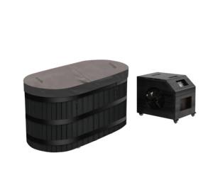 HELIUS Bañera de Hidromasaje Fría de Cedro Rojo para 1 Persona, en Forma de U, para Exteriores, con Revestimiento de Acero Inoxidable y Enfriador de 1HP, Gran Venta - Product Image 2
