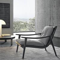 Chaise longue italienne moderne à dossier haut en bois pour une place Chaise longue en cuir véritable pour le salon