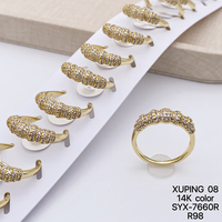 Bague de Fiançailles et de Mariage XUPING pour Femme, Plaqué Or 14K, Zircon Cubique Synthétique, Fine et Tendance, Vente en Gros