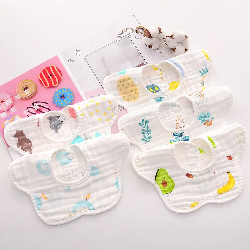 Babadores para bebês, venda no atacado preço personalizado super macio de seis camadas absorvente do bebê de algodão orgânico durável para drooling
