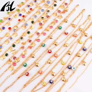 Haute qualité réglable en métal or pied chaîne bohême bracelets de cheville <span class=keywords><strong>Bracelet</strong></span> avec cristal papillon et diable oeil en vrac bijoux en laiton - Product Image 5