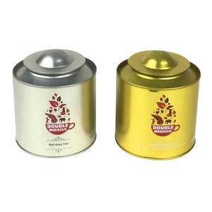 Bespoke Metal Tinplate Round Tea Package Tin Box Matte White Herb Tea Tin Can With Push Lid