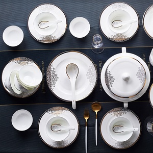 Nouveau produit : 60 pièces de vaisselle en porcelaine de luxe dorée, motif amour marin, pour la salle à manger, décoration de la maison - Product Image 6