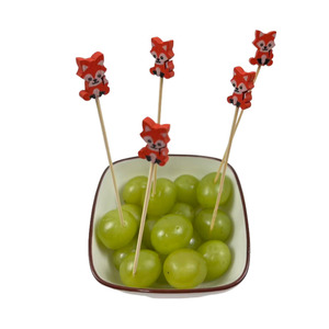 Brocheta de bambú de <span class=keywords><strong>zorro</strong></span> rojo de 12cm, palitos de fruta desechables ecológicos, paquete de 100 Uds., Fiesta infantil - Product Image 3