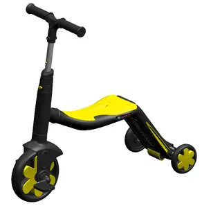 Patinete infantil dobrável 3 em 1, scooter para crianças com música e luz altura ajustável 3 rodas balançar