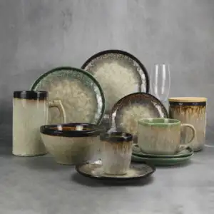 High quality blue porcelain dinnerware set wholesale Nordic Style Europe luxury fine Dishes & Plates restaurant stoneware