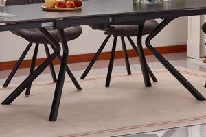 Table à manger extensible à succès en 2025 avec plateau en pierre frittée et pieds en métal thermolaqué, rotation ext. - Product Image 3