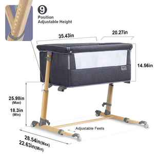 Atacado Ronbei Móveis Infantis Berço Co-Sleeper Ajustável de Alta Qualidade para Bebês Cama ao Lado com Rodas - Product Image 4