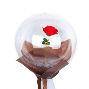 Anniversary LED <b>Balloons</b> Clear Light up <b>Flowers</b> Bobo <b>Balloon</b> with Stick for Wedding Party Valentine Halloween Christmas - Product Image 2