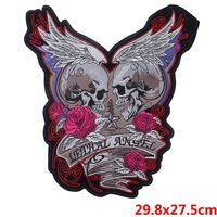 Écussons de broderie de grande taille en gros, écussons brodés à repasser, crâne de motard, insignes brodés de moto pour veste/jean
