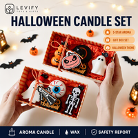 Lindas Velas de Halloween con Diseño de Bruja, Murciélago y Ojo, Letrero de Feliz Halloween, Decoración, Regalo para Fiesta, Casa Encantada, Centro de Mesa Otoñal