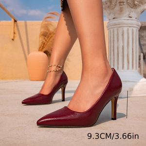 Chaussures à talons hauts pour femmes Huizhou, talon aiguille rouge bordeaux, style <span class=keywords><strong>simple</strong></span> et élégant pour soirée - Product Image 2
