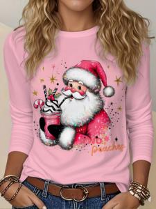 T-shirt girocollo con maniche a 3/4 con stampa di angeli e demoni, modello urbano, top casual morbido e alla moda da donna - Product Image 2