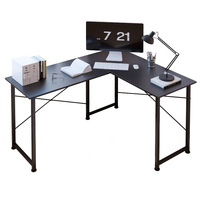 Bureau d'angle en forme de L noir en MDF moderne personnalisé pour la maison, le bureau ou le salon, pour ordinateur, vente en gros