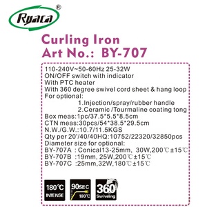 <span class=keywords><strong>Fer</strong></span> à <span class=keywords><strong>friser</strong></span> en céramique et tourmaline professionnelle, outil pour boucler les cheveux, couleur: choix, puissance: 25W, nouveauté, offre spéciale, BY-707B - Product Image 6