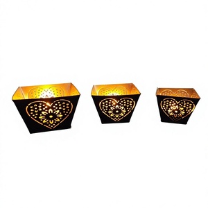 Heart Shaped Iron <b>Lantern</b> <b>Candle</b> <b>Holder</b> for Valentine's Day Home Decoration Die Cutting Printing Heat Resistant - Product Image 1