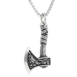 Pendentif hache en acier inoxydable avec motif Phénix, collier unisexe pour hommes et femmes - Product Image 5