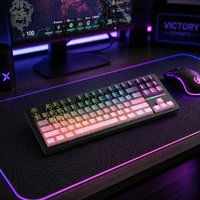 Keyboard Gaming Mekanik Tiga Mode Kabel USB C Hot-swappable Kustom, Nirkabel, Dapat Diisi Ulang, Dapat Diprogram, Lampu Latar RGB, 87 Tombol PBT