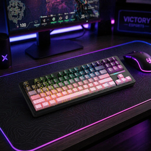 Custom Hot-swappable USB C Wired Wireless Mechanical Gaming Keyboard Rechargeable Programmable RGB Backlight 87-keys PBT Keycaps