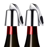 Bouchon de bouteille de vin en acier inoxydable argenté 6,5*4,5 cm avec silicone pour conserver le vin frais, pour la marque russe Abbey's Sons of Liberty