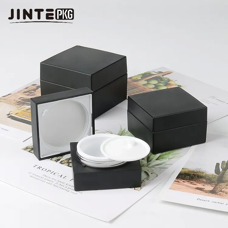 Groothandel Custom Black Vierkante Cream Container 15Ml 30Ml 50Ml Vierkante Plastic Cosmetische Acryl Potje Voor Losse Poeder nail Gel Jar