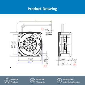 พัดลมระบายความร้อนแบบ DC ebm-papst 614J/2HHPR-010 ขนาด 60*60*32 มม. สำหรับอุปกรณ์อุตสาหกรรม พัดลมแบบแกนความเร็วสูง - Product Image 4