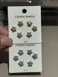 FarrBnACTIVAD Orecchini a fiocco di neve Placcati in argento con strass di cristallo Set di gioielli di moda da donna 2RD-URX - Product Image 3