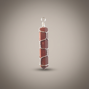 Colgantes de Piedra de Cristal de Jaspe Rojo Hexagonal con Punta de Lápiz, Hechos a Mano, Ecológicos, con Envoltura de Alambre, Recuerdo para el Día de Acción de Gracias - Product Image 1