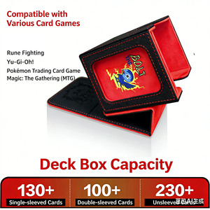 Premium PU Leather Commander Card Deck Box with Clear Window for MTG EDH, Yu-<strong>Gi</strong>-Oh, One Piece TCG 100+ Card Storage Case - Product Image 6