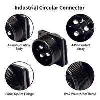 Connecteur d'alimentation industriel pour système de commande de moteur, prise circulaire à 5 pôles avec bride carrée pour montage sur panneau, étanche IP67, aviation