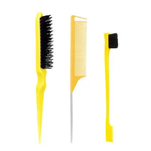 Pettine per lo Styling dei capelli spazzola per capelli con denti fini antistatici 3 pz/set squisita spilla in metallo coda di topo spazzola per il controllo del bordo del parrucchiere