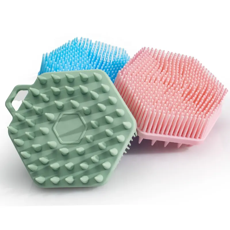 Éponge de Massage en Silicone pour bébé, douce et réutilisable, écologique, exfoliante, pour le corps, brosse de bain avec support