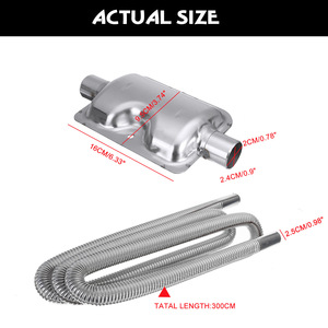 Stainless Steel 300cm Car Parking Heater <b>Exhaust</b> Pipe Set 2pcs 25mm Hoop Silencer <b>Muffler</b> 3-Piece Parking Heater <b>Exhaust</b> System - Product Image 3