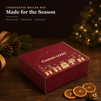 Boîte d'expédition en carton ondulé personnalisée pour Noël avec couvercle à rabat, conception pliable à plat et assemblage facile pour l'emballage e-commerce