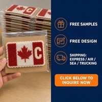 Patch en chenille lettre C avec feuille d'érable du Canada, alphabet 3D en relief pour veste, sac à dos, personnalisable