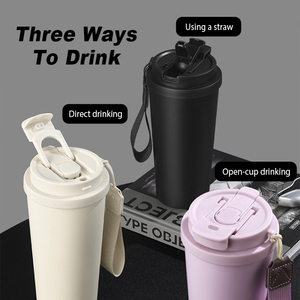 <b>Large</b> Capacity Stainless Steel <b>Gift</b> Cup Lid Portable Double Wall 6-12 Hours Insulation Coffee Cup Car Accompanying Straw - Product Image 2