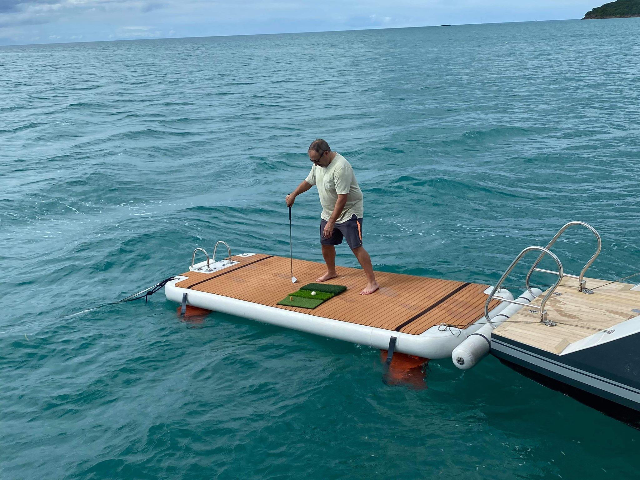 8FT X 6FT Inflatable Floating Dock With Non-Slip EVA Surface - Water Platform For Pool, Lake & Ocean