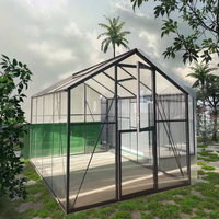 Serre moderne en forme de T pour jardin Structure en aluminium durable avec fenêtres à réglage automatique Cadre en métal/acier