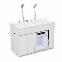 Armoire de lavage et séchage intégrée pour animaux de compagnie, baignoire double cuve pour toilettage canin avec sécheuse intégrée, purification et contrôle tactile pour salon d'animalerie