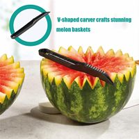 2-in-1 roestvrijstalen V-vormig fruit- en groentesnijder set, handmatige gekartelde garnituurtool, watermeloen snijder