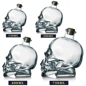 Shanghai Linlang 100ml 180ml 400ml 750ml Bouteille <span class=keywords><strong>de</strong></span> liqueur en verre personnalisée en forme <span class=keywords><strong>de</strong></span> tête <span class=keywords><strong>de</strong></span> crâne, forme unique - Product Image 6