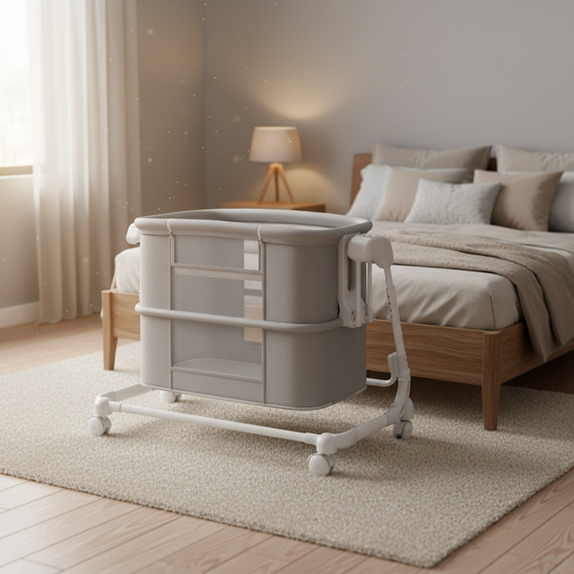 Electric Baby Rocking Crib with Bluetooth Remote Control Multi-functional Foldable Splicing Baby Soothing Sleeping Bed